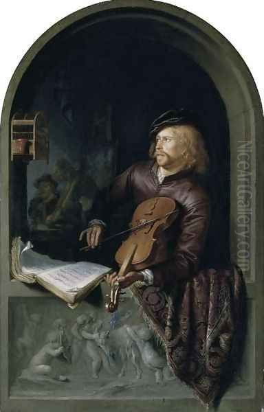 The Violin Player Oil Painting by Gerrit Dou