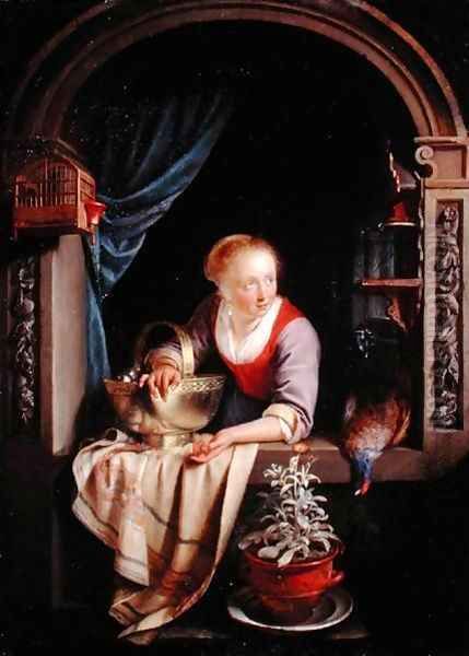 Woman at a Window 1663 Oil Painting by Gerrit Dou