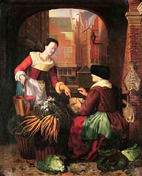 The Vegetable Seller Oil Painting by Gerrit Dou