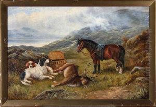 A Highland Sporting Scene With A Pony Oil Painting by Charles Morris