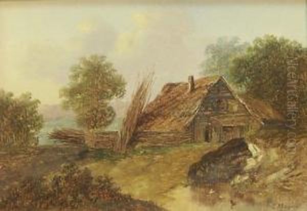 Cottage And River Scenes Oil Painting by Charles Morris