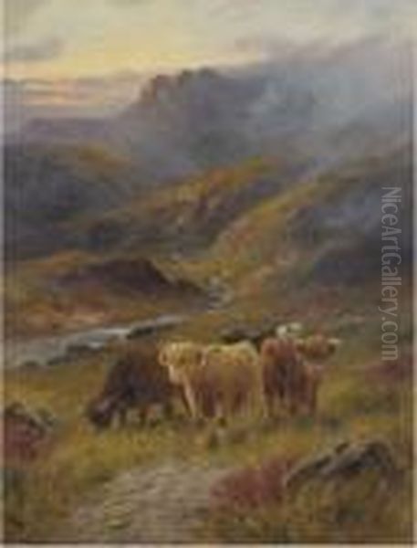 Highland Cattle Oil Painting by John Morris