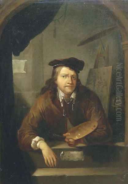 Portrait of an artist in his studio Oil Painting by Gerrit Dou