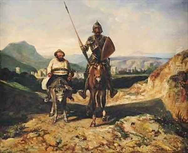 Don Quixote and Sancho Oil Painting by Alexandre Gabriel Decamps