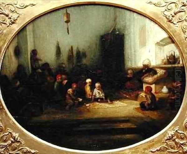 A Turkish School Oil Painting by Alexandre Gabriel Decamps