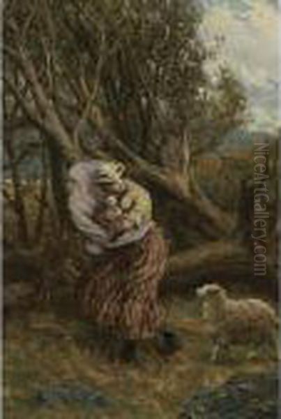 The Protective Shepherdess Oil Painting by Phillip Richard Morris