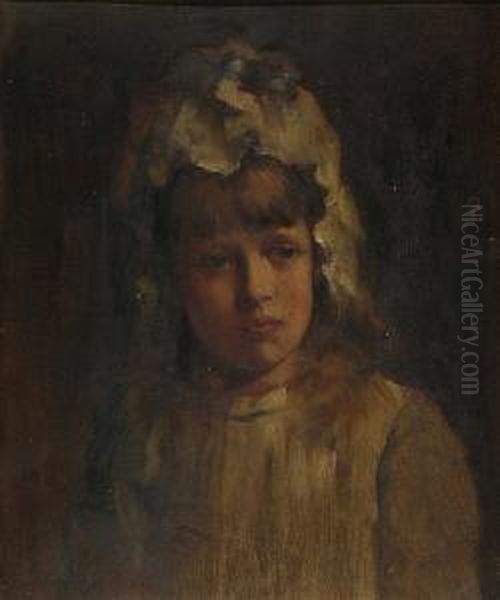 Study Of A Little Girl In A Bonnet Oil Painting by Phillip Richard Morris