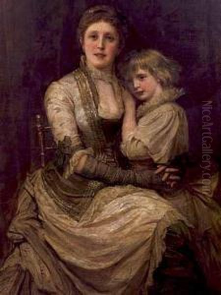 Ritratto Di Madre Con Figlia Oil Painting by Phillip Richard Morris