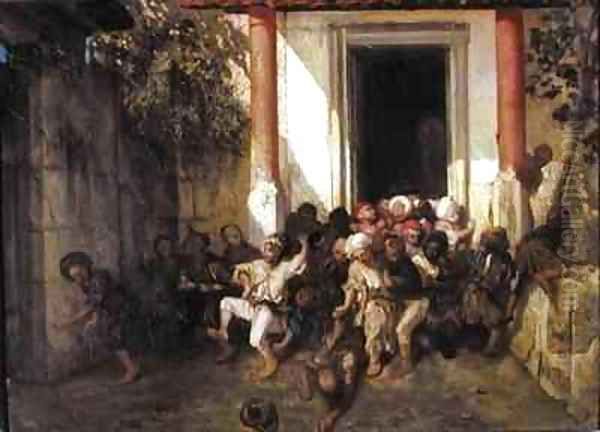 Leaving the Turkish School Oil Painting by Alexandre Gabriel Decamps