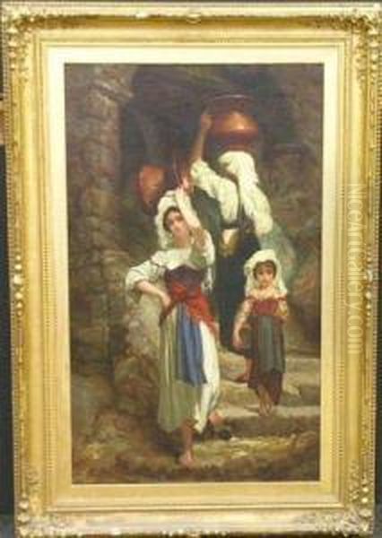 Peasant Woman Of Cervano, After Jules Hebert Oil Painting by William Bright Morris