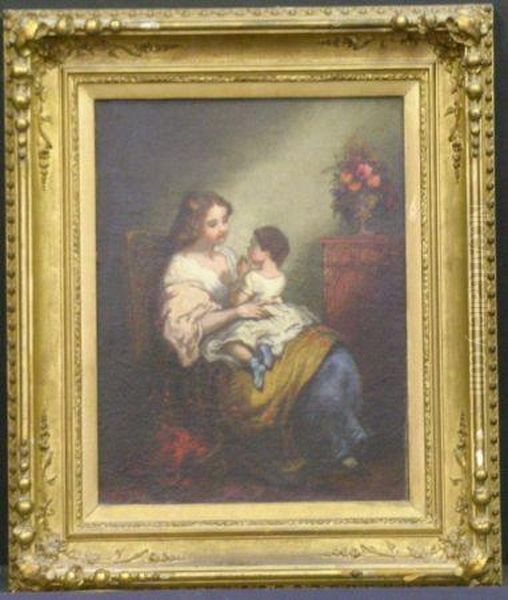 Mother And Child Oil Painting by William Bright Morris