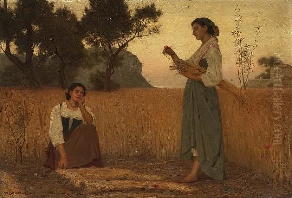 A Capri Cornfield Oil Painting by William Bright Morris