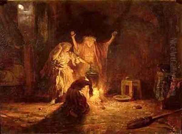 The Witches in Macbeth Oil Painting by Alexandre Gabriel Decamps