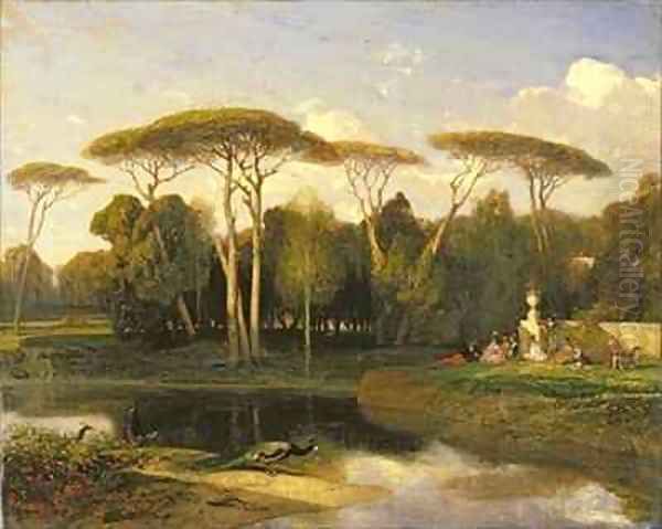 The Villa Doria Pamphili Rome Souvenir dune Villa Oil Painting by Alexandre Gabriel Decamps