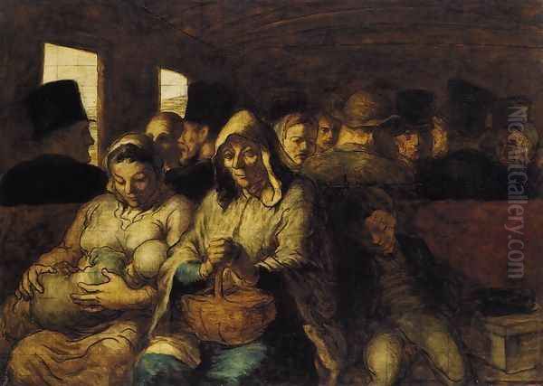 The Third-class Carriage 1860-63 Oil Painting by Honore Daumier