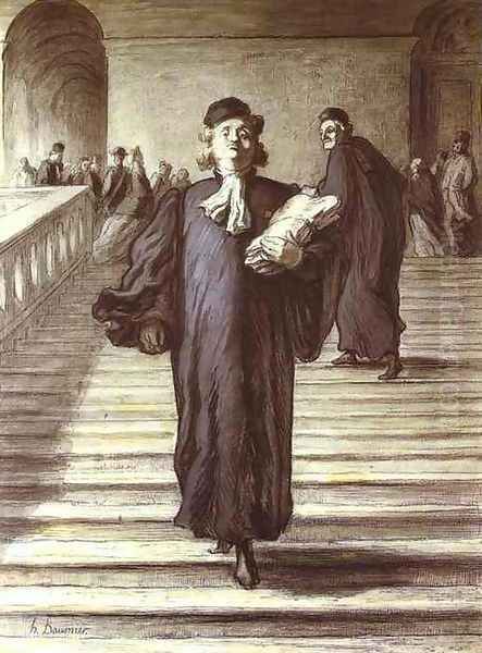 Grand Staircase of the Palace of Justice Oil Painting by Honore Daumier