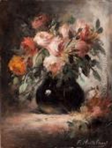 Rosenstraus In Vase Oil Painting by Frans Mortelmans