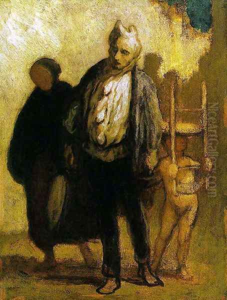 Wandering Saltimbanques 1847-50 Oil Painting by Honore Daumier