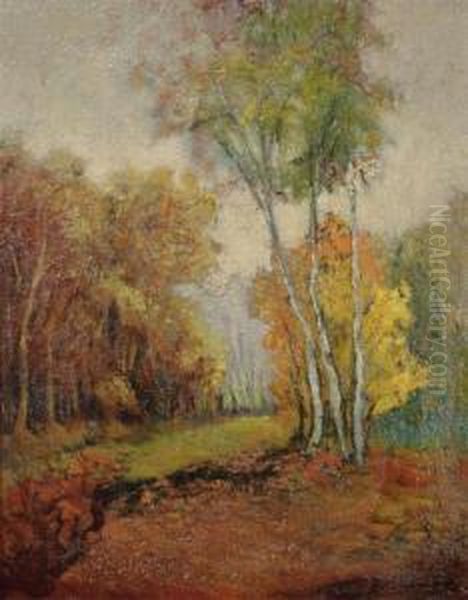 Autumnal Landscape Oil Painting by Frans Mortelmans