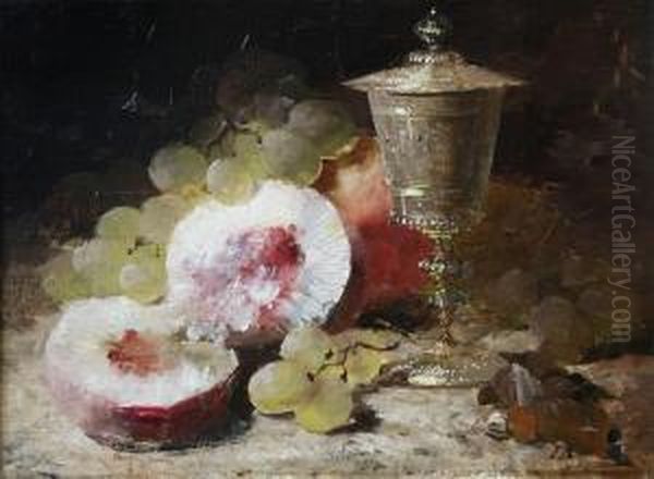 Still Life With Fruit And Beaker Oil Painting by Frans Mortelmans