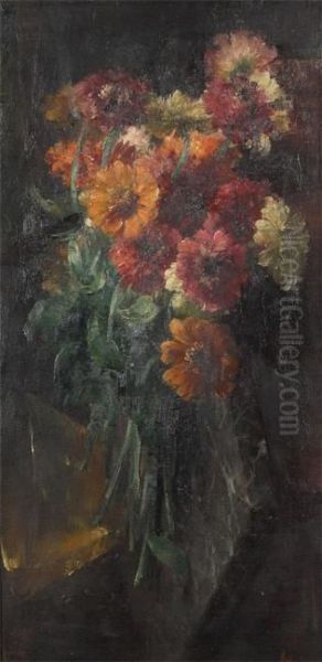 Still Life With Flowers On A Commode Oil Painting by Frans Mortelmans