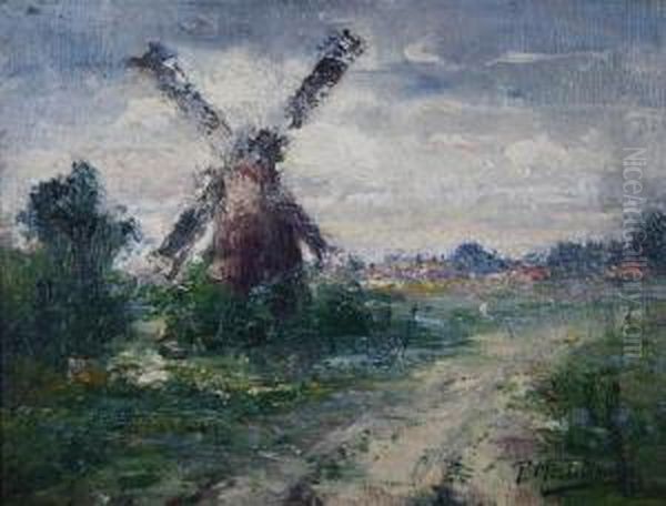 Landscape With Windmill Oil Painting by Frans Mortelmans