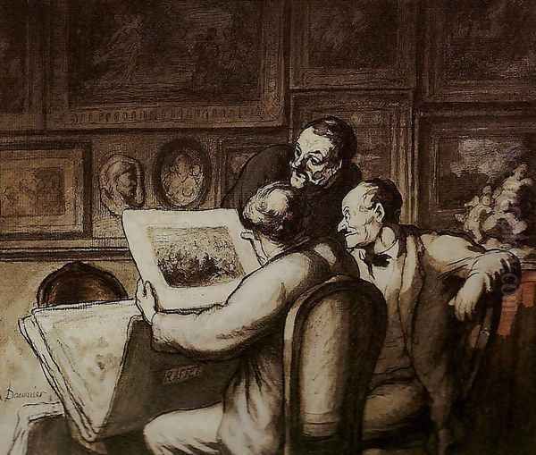 Print Collectors I Oil Painting by Honore Daumier