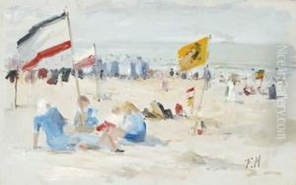 Vue De Plage Oil Painting by Frans Mortelmans