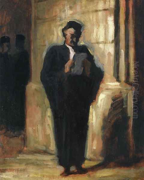 Attorney Reading Oil Painting by Honore Daumier