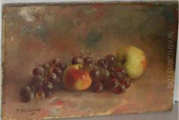 Nature Morte Aux Pommes Et Raisins Oil Painting by Frans Mortelmans