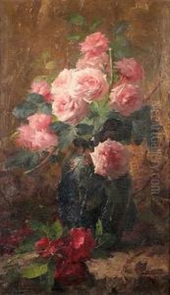 Still Life Of Roses Oil Painting by Frans Mortelmans