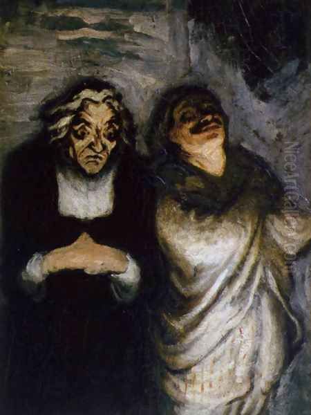 Scene from a Comedy 1858-62 Oil Painting by Honore Daumier