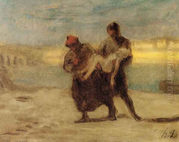 The Rescue Oil Painting by Honore Daumier