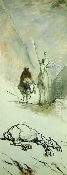 Don Quixote and the Dead Mule Oil Painting by Honore Daumier