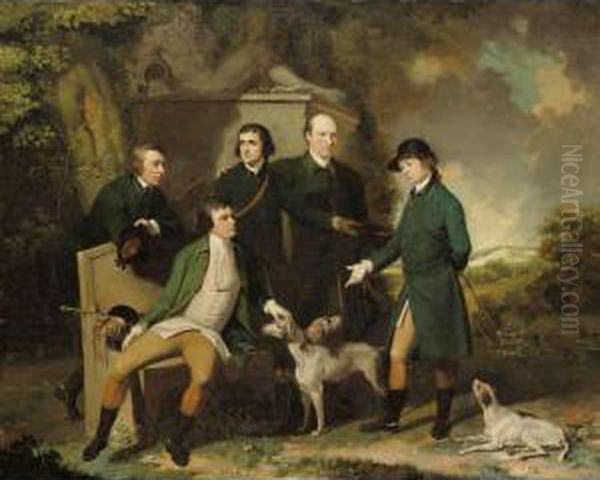 Group Portrait Of Edmund, 7 Oil Painting by John Hamilton Mortimer