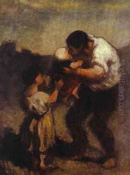 The Kiss Oil Painting by Honore Daumier