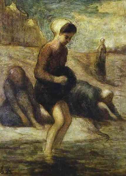 On the Shore Oil Painting by Honore Daumier