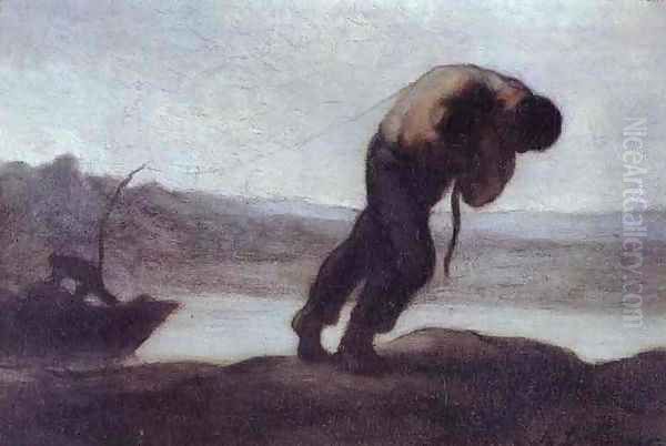 The Hauler of a Boat Oil Painting by Honore Daumier