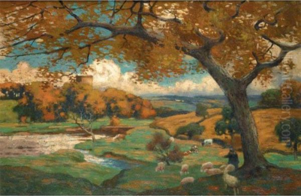 Autumn Landscape Oil Painting by Thomas Corsan Morton