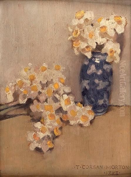 Daffodils Oil Painting by Thomas Corsan Morton