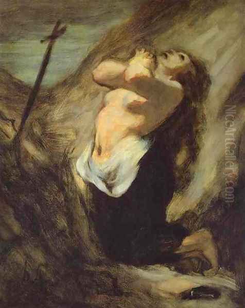 St. Magdalene in the Desert Oil Painting by Honore Daumier