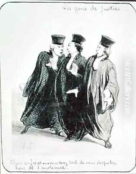 A Dispute Outside the Courtroom from the series Les Gens de Justice Oil Painting by Honore Daumier