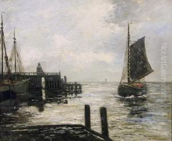 Fischerhafen An Der Nordsee Oil Painting by Carl Wilhelm Mosblech