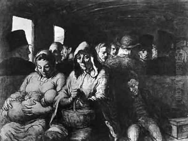 The Third Class Carriage 3 Oil Painting by Honore Daumier