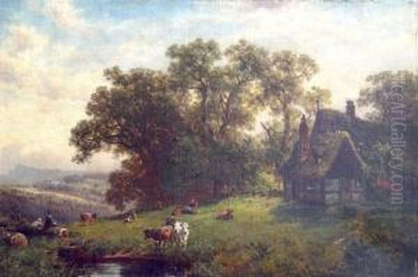 Paisaje Con Cottages Oil Painting by Adolf Mosengel