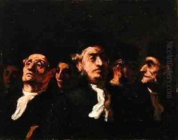 Lawyers Meeting Oil Painting by Honore Daumier