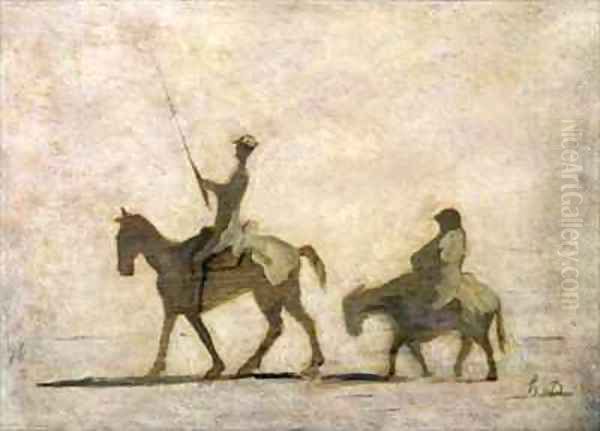 Don Quixote and Sancho Panza 2 Oil Painting by Honore Daumier