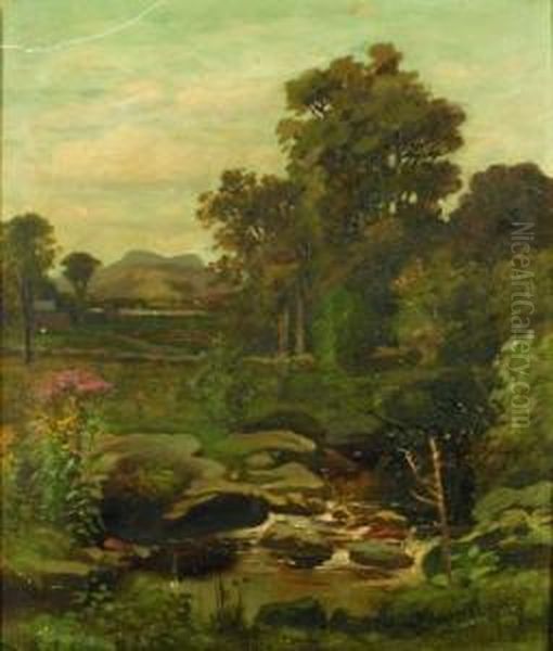 New England Stream Oil Painting by James Henry Moser