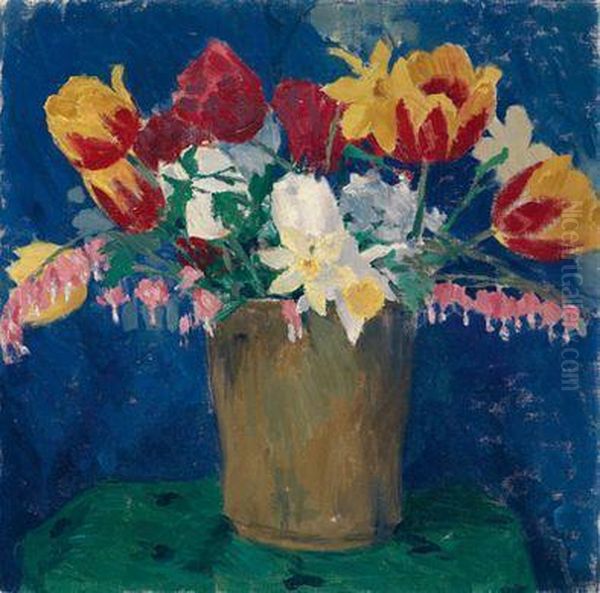 Fruhlingsblumenstraus Mittulpen Oil Painting by Koloman, Kolo Moser