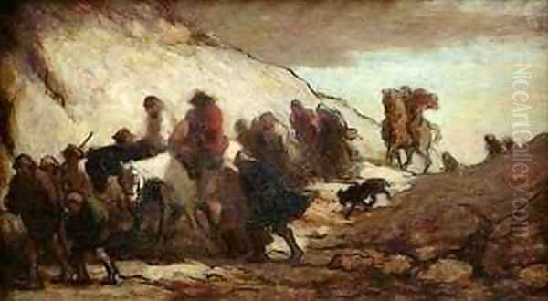 The Fugitives or The Emigrants Oil Painting by Honore Daumier